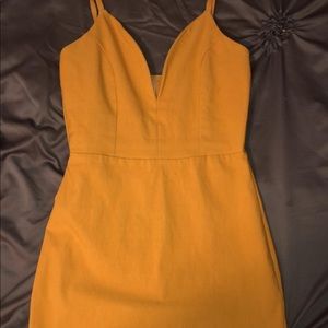 Mustard Yellow Deep V mini dress